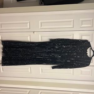 EMBELLISHED HIGH NECK ILLUSION LONG SLEEVE GOWN